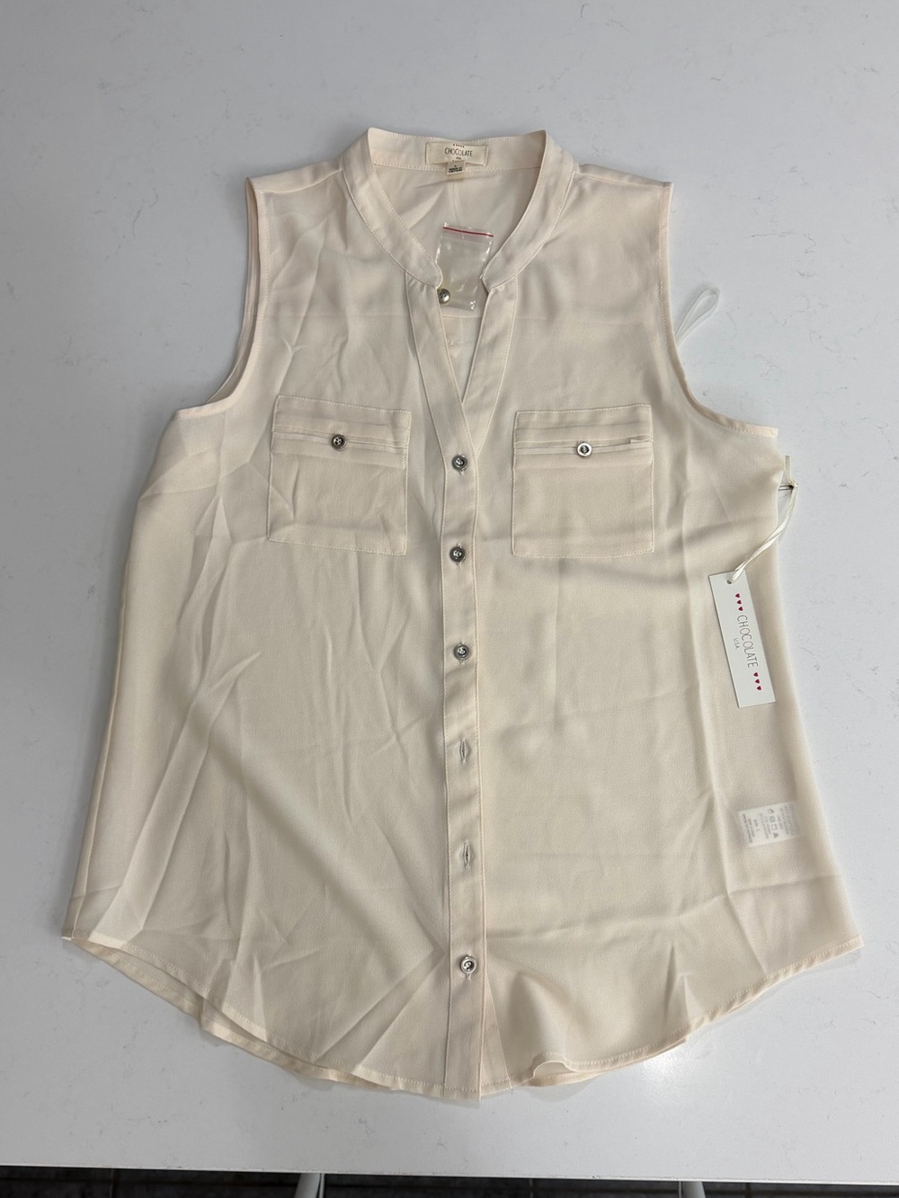 Chocolat Blu Cream Sleeveless Button-Front Camisole